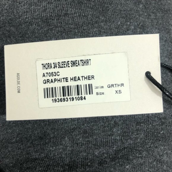 New, Agolde "Thora" Graphite Heather Sweatshirt XS - Picture 7 of 8